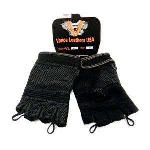 Mesh Fingerless Gloves with Heavy Duty Gel Suede Palm and Pull Tabs